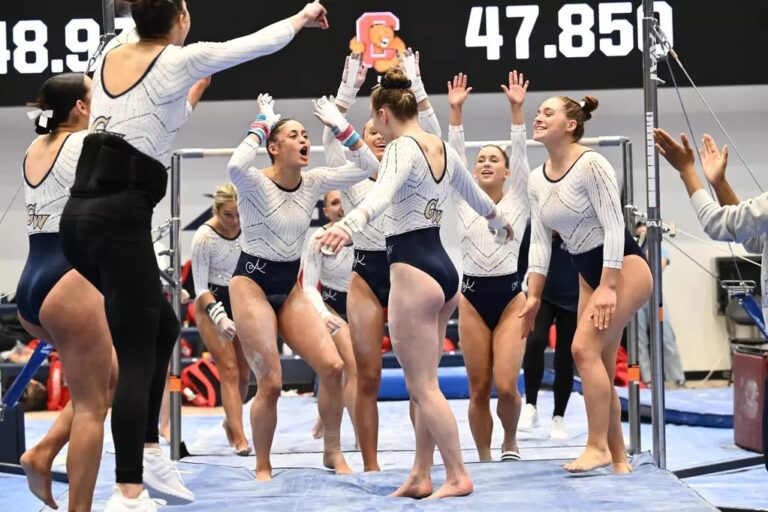 George Washington gymnastics wins again in Alex deMoura rip current awareness meet